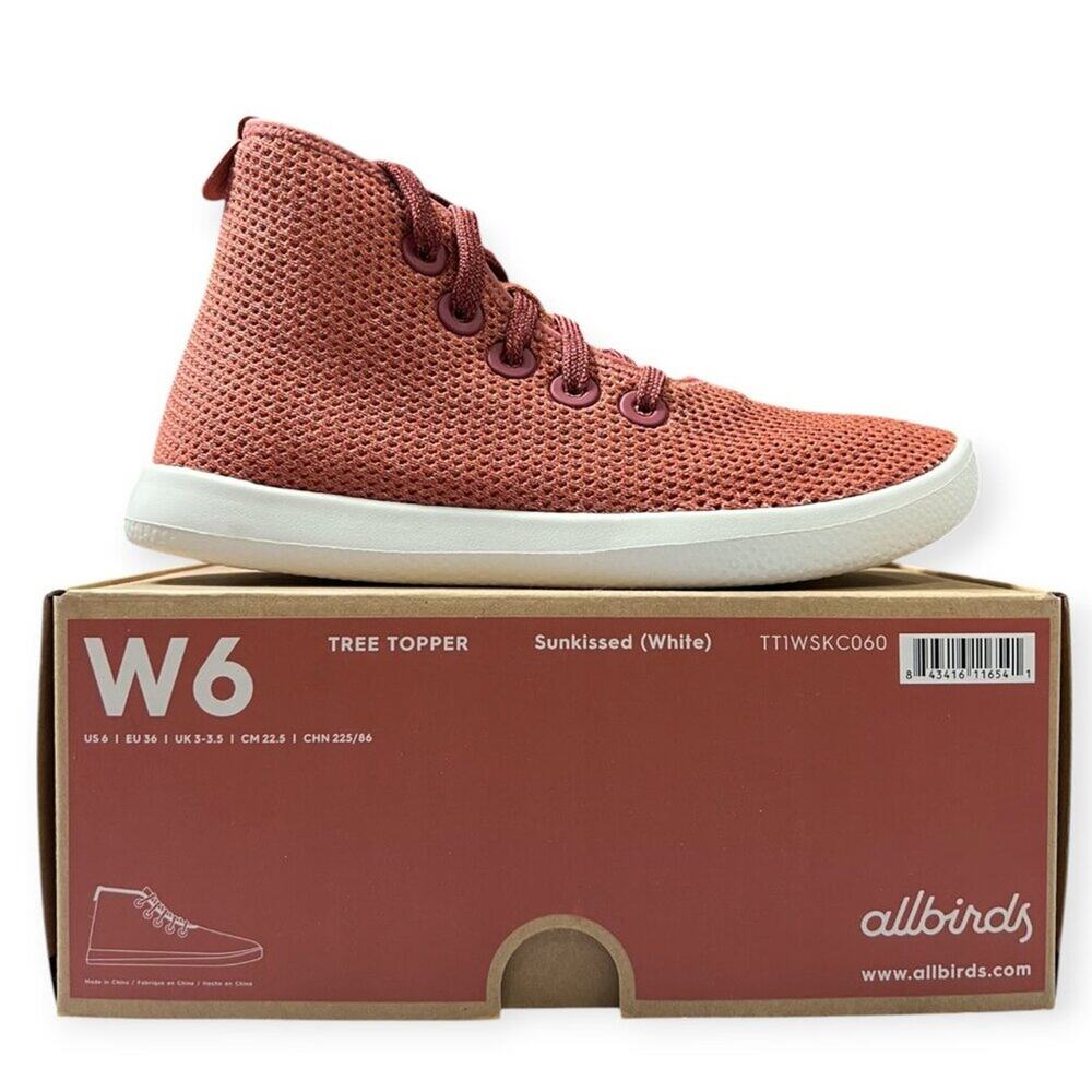 Allbirds Tree Topper High Top Sneakers WOMENS SIZE 6 Sunkissed Orange Eucalyptus